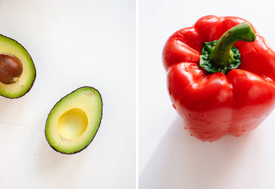 avocado and red bell pepper