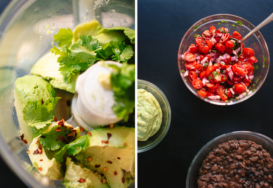 avocado, cilantro and salad ingredients