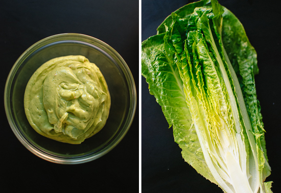 avocado dressing and romaine wedge