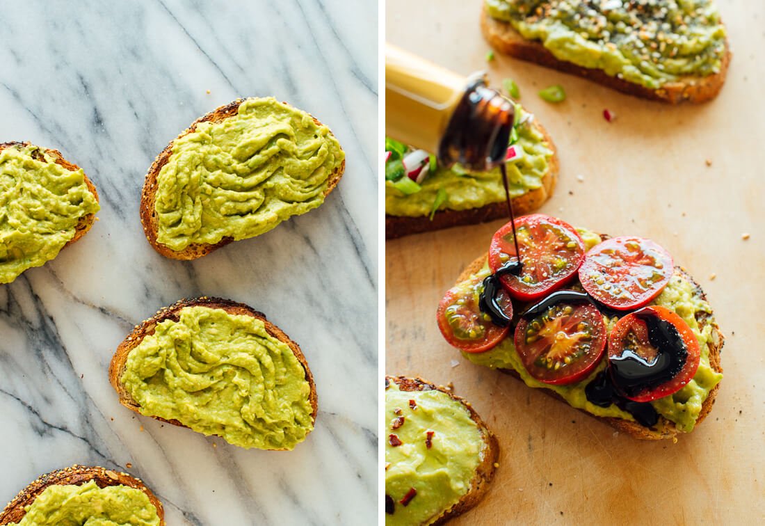 avocado toast with balsamic drizzle