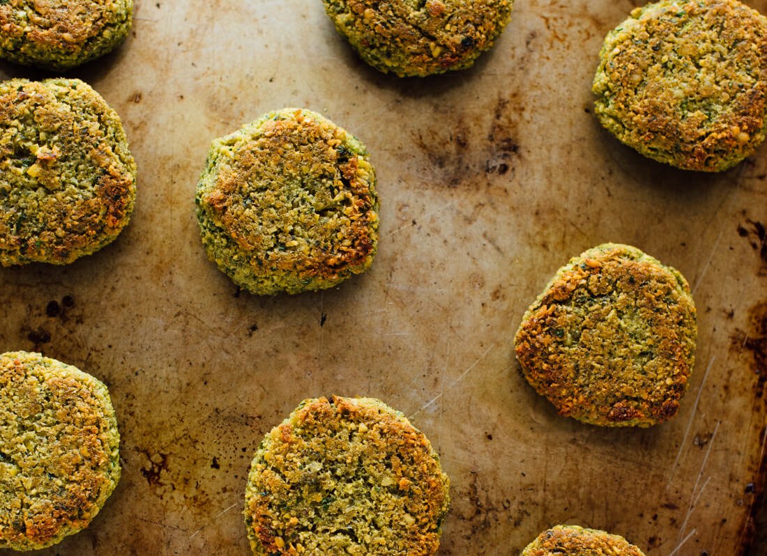 baked falafel out of oven