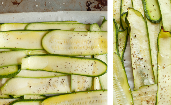 zucchini noodles baked with olive oil