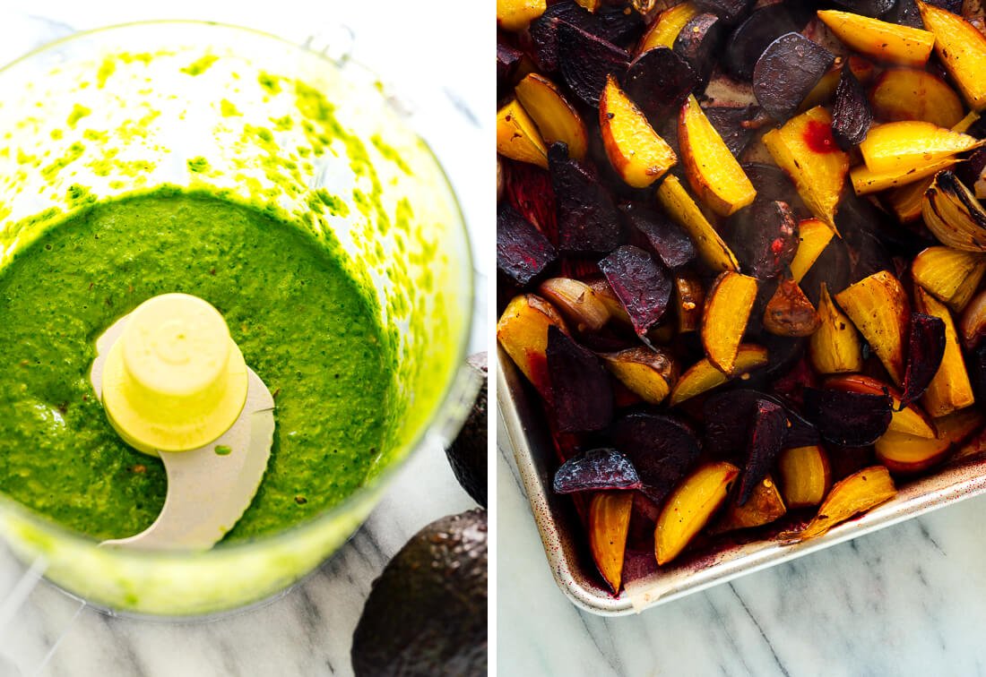 basil dressing and roasted beets