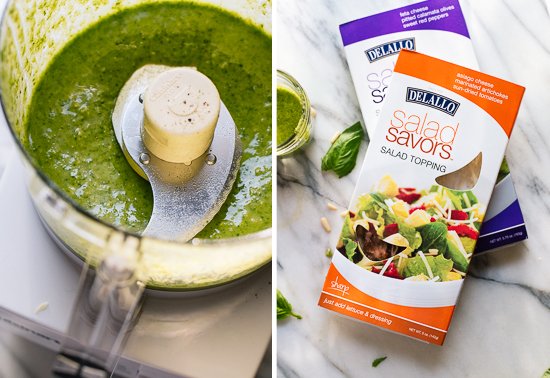 Basil pesto vinaigrette and Salad Savors