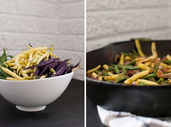 blackened green beans and yellow wax beans