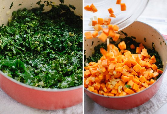 braised kale and sweet potato