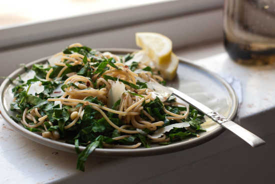 lemony collard greens pasta