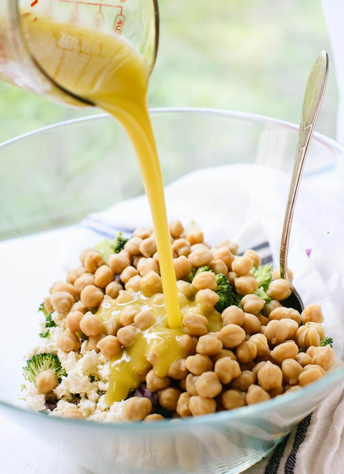 Broccoli chickpea slaw with lemon garlic dressing - cookieandkate.com