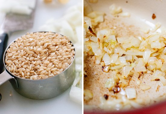 brown arborio rice and onions