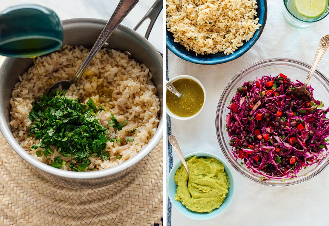 brown rice with cilantro and citrus juice