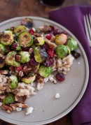 Roasted Brussels Sprouts and Cranberries with Barley