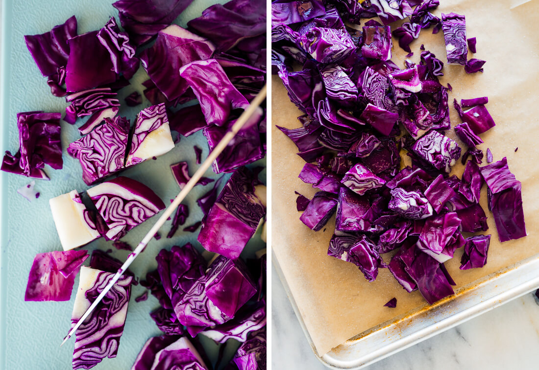 cabbage prepared for roasting