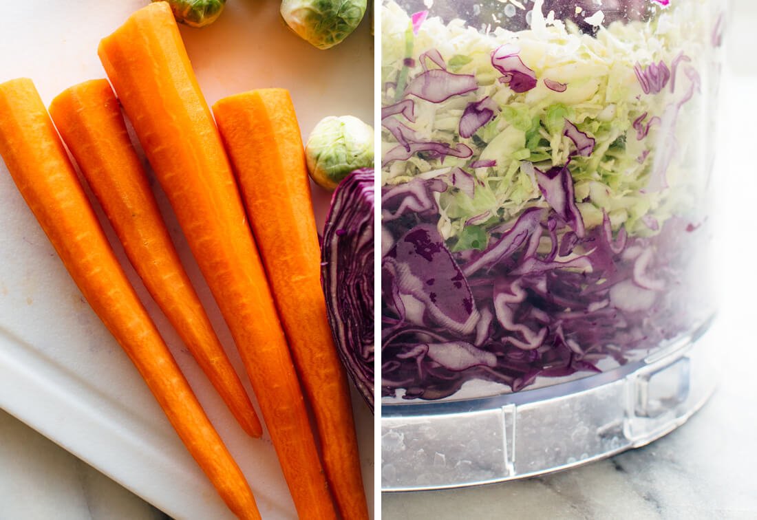 carrots and shredded cabbage