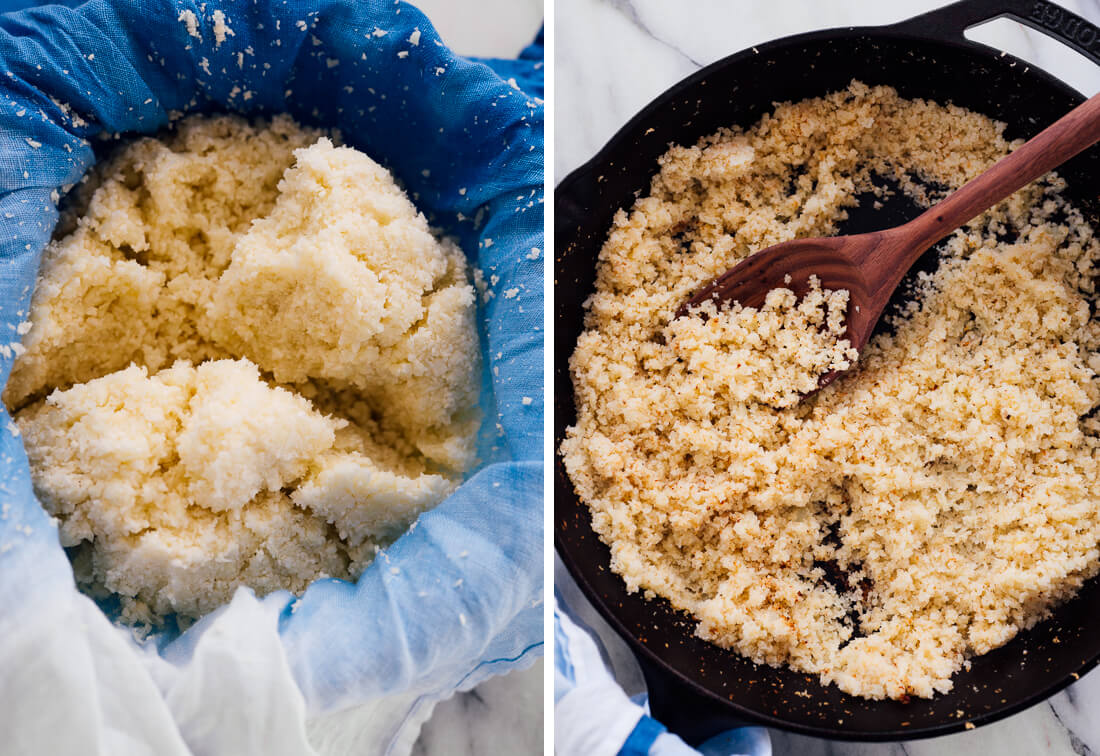 cauliflower rice preparation