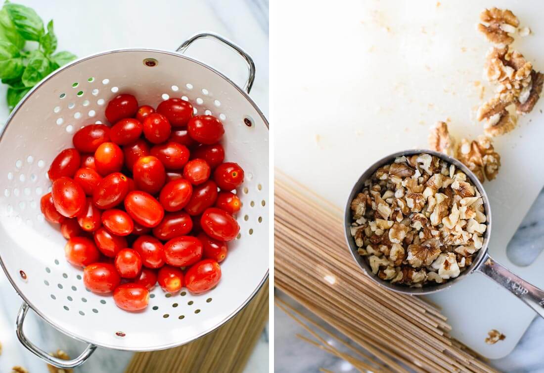 cherry tomatoes and spaghetti