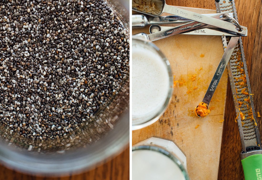 chia seeds and orange zest