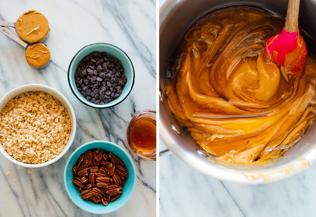 chocolate peanut butter crispy bars ingredients