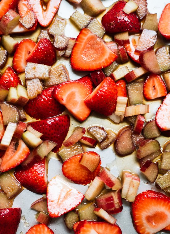 chopped strawberries and rhubarb - cookieandkate.com