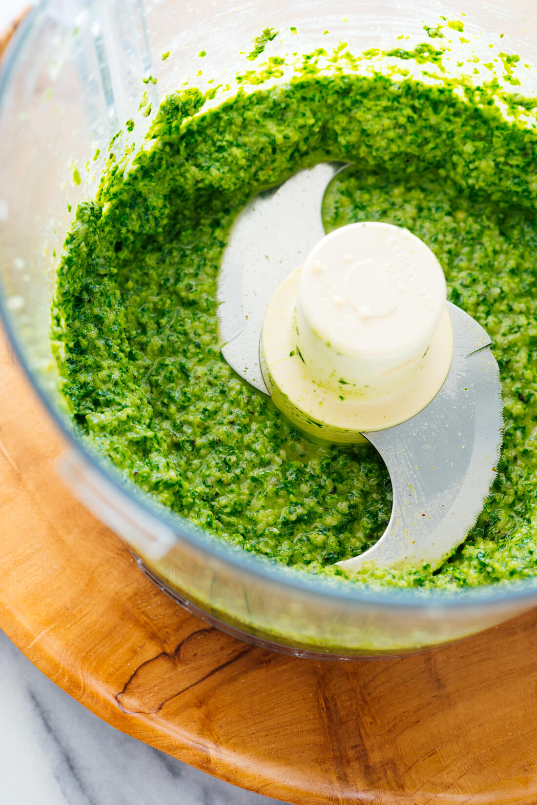 cilantro hemp pesto in food processor