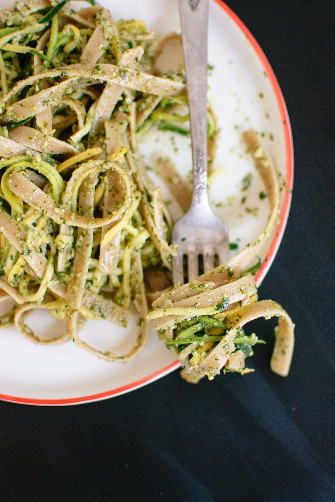 Cilantro-Pepita Pesto with Squash Ribbons and Fettuccine