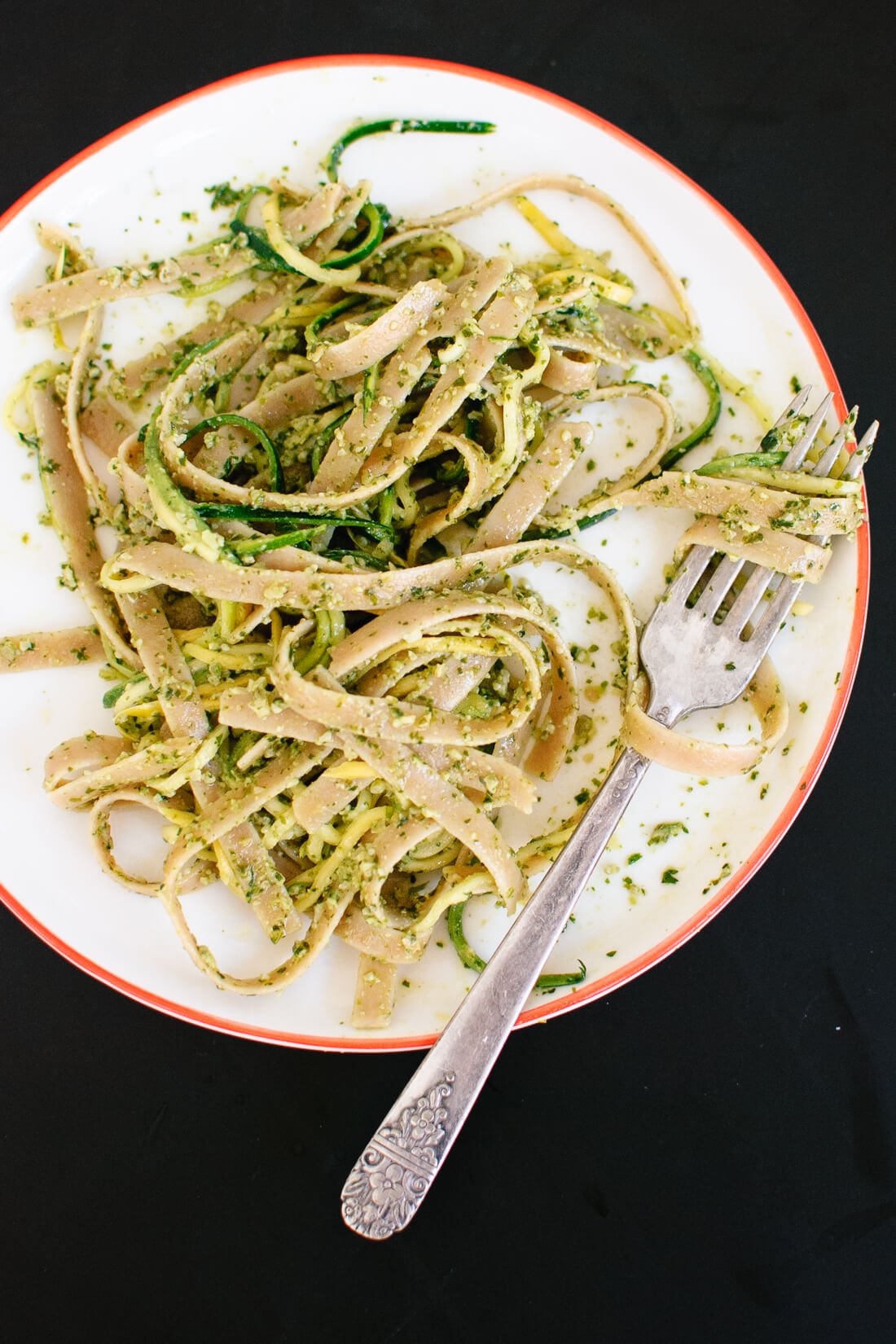 Cilantro-Pepita Pesto with Squash Ribbons and Fettuccine