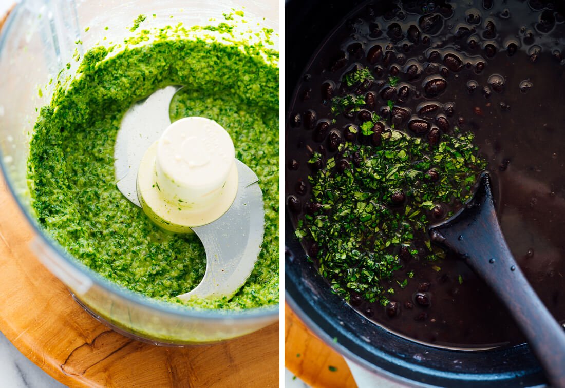 cilantro pesto and black beans