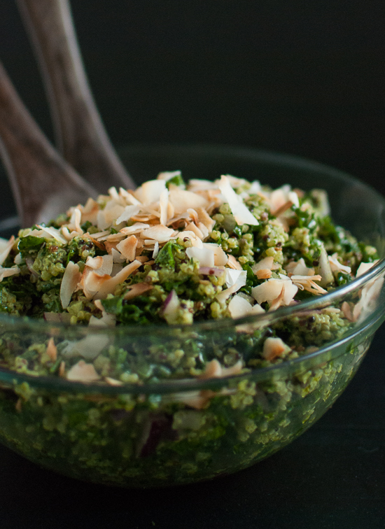 Coconut quinoa and kale with tropical pesto (vegan and gluten-free) - cookieandkate.com