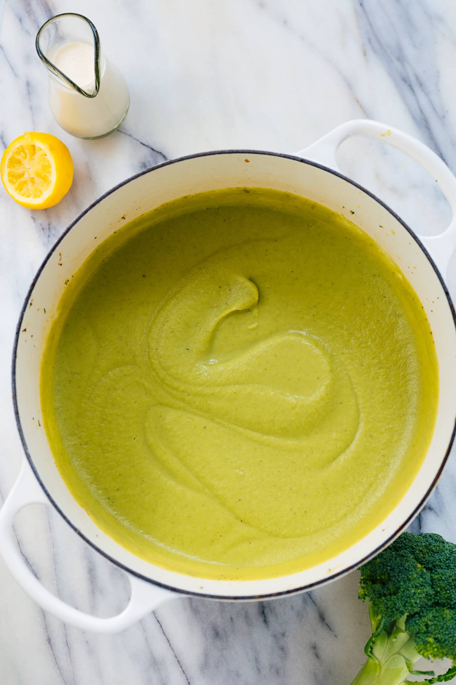 cream of broccoli soup in pot