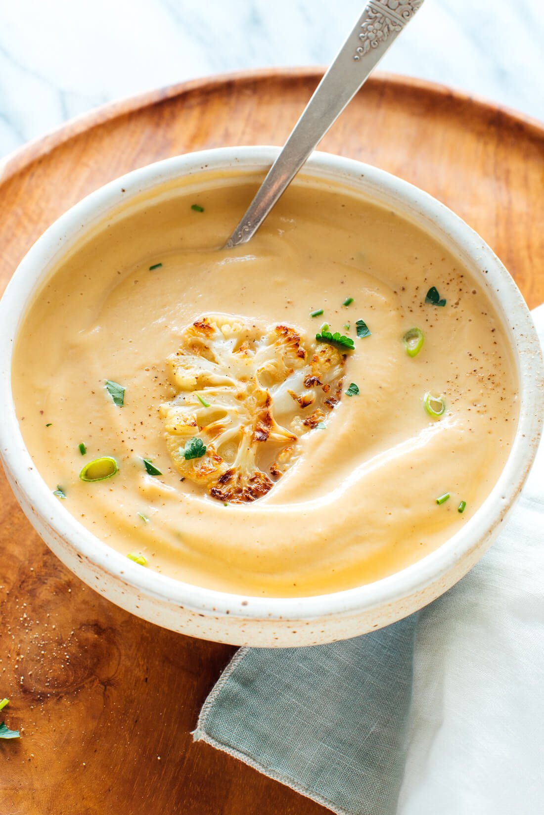 creamy roasted cauliflower soup recipe