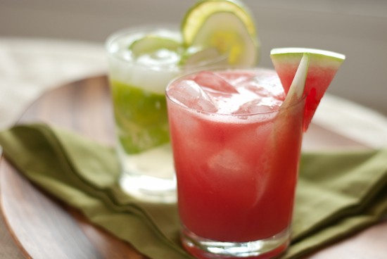 watermelon cucumber cooler and cucumber caipiranha