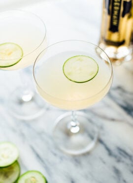 This refreshing cucumber elderflower gimlet recipe is made with Hendrick's gin, St. Germain liqueur, fresh cucumber and lime!