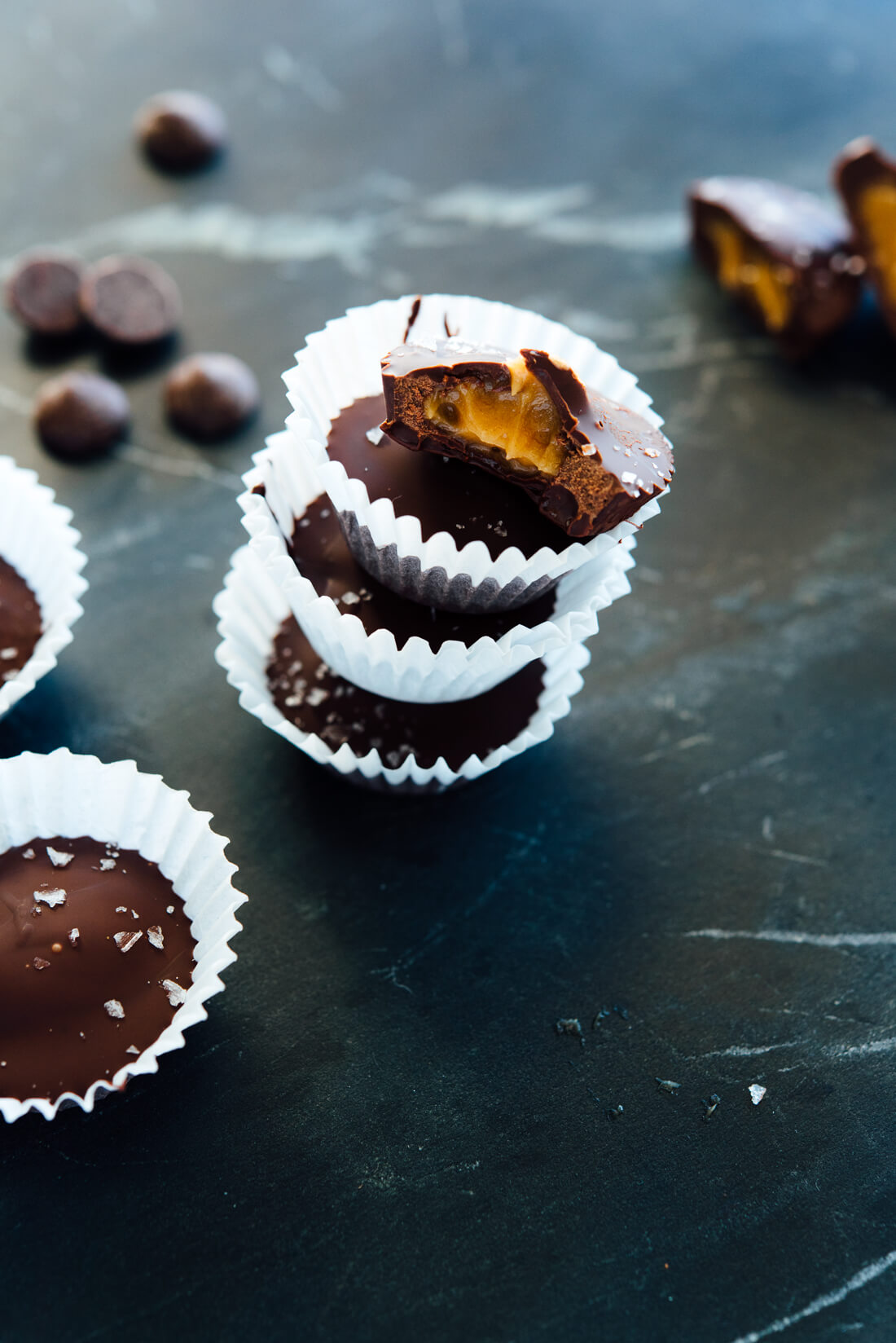 Irresistible homemade dark chocolate mini peanut butter cups! Only 3 ingredients required (Ok, 4 if you add flaky sea salt, so good!).