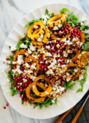 Roasted Delicata Squash, Pomegranate and Arugula Salad