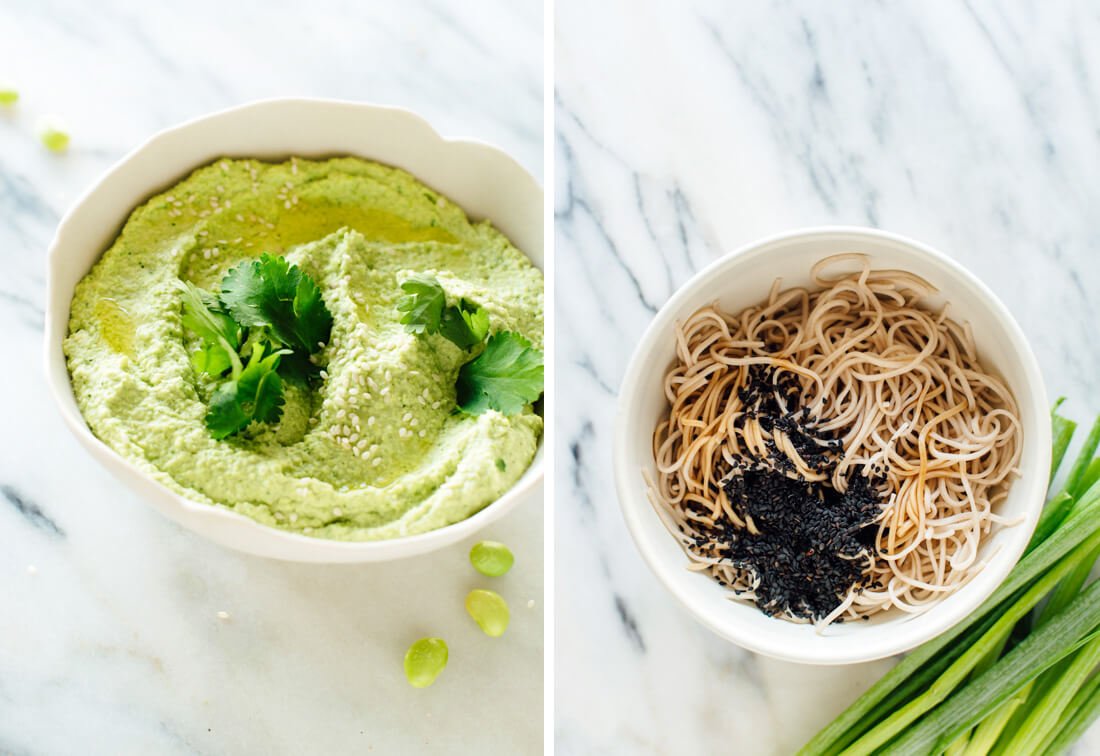 edamame hummus and soba noodles