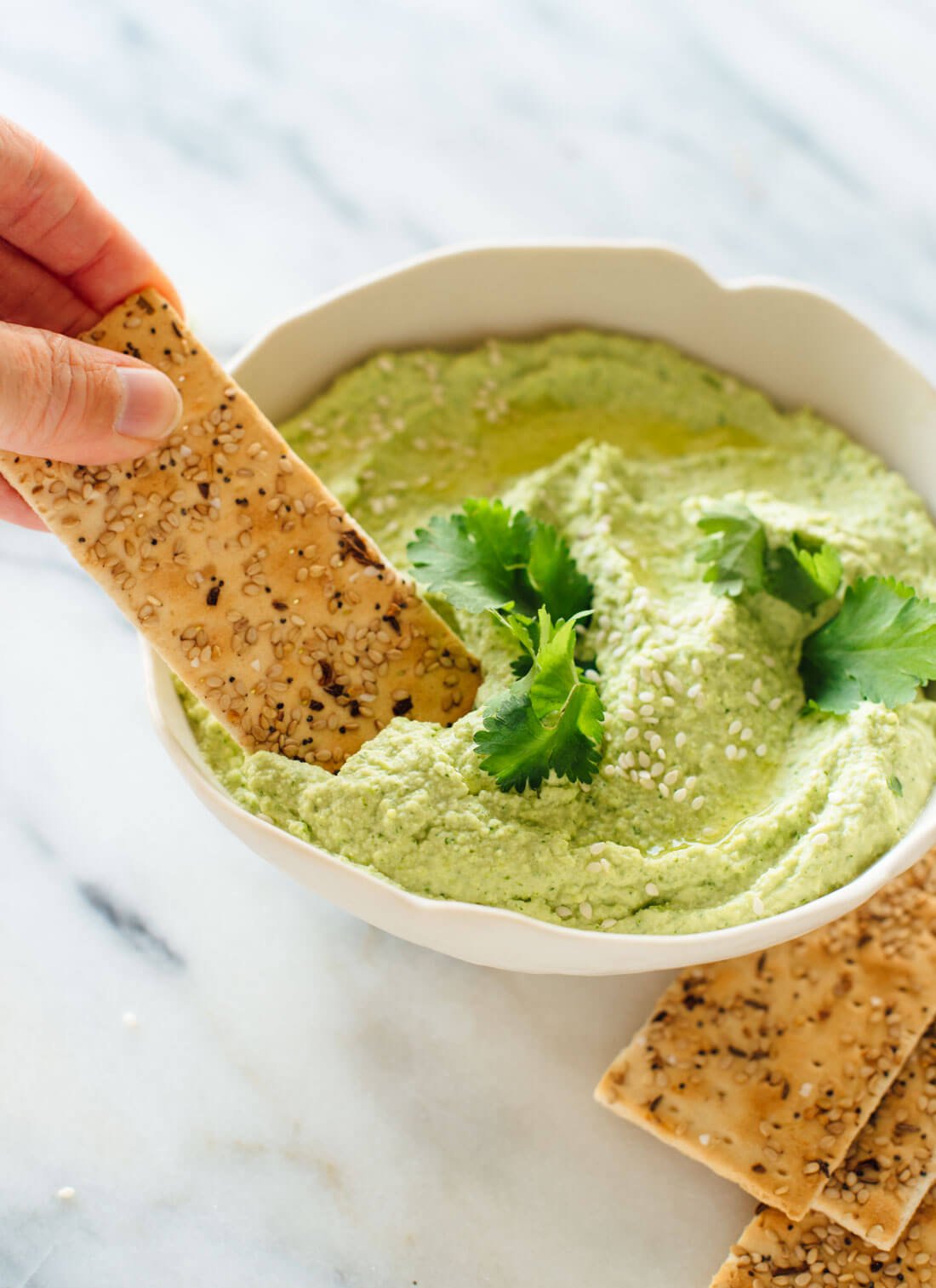 Amazing edamame hummus dip—serve it with crackers, pita bread or veggies! cookieandkate.com