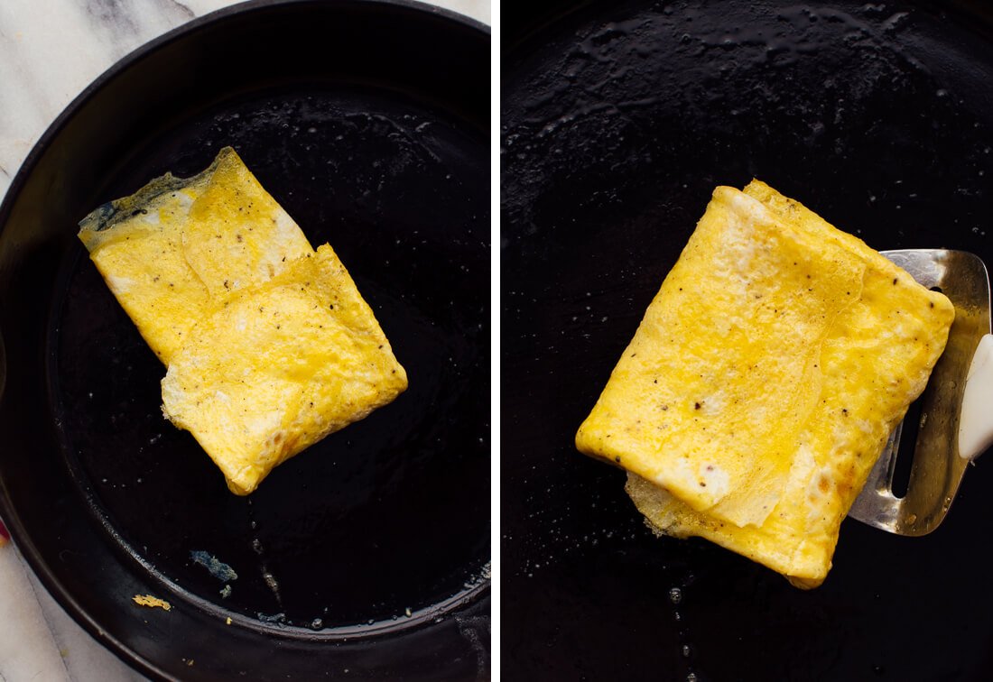 folded egg with cheese inside