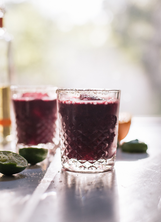 Frozen blueberry margaritas made with all natural ingredients! - cookieandkate.com