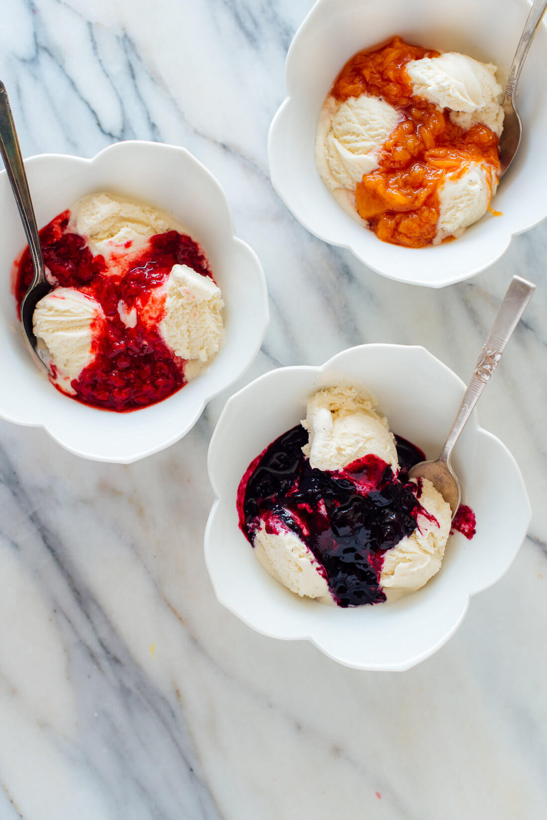 fruit compote on ice cream