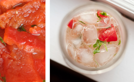 muddled red bell pepper, basil and lime juice