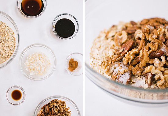 Gingerbread granola ingredients