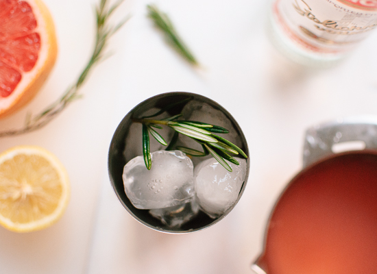 Grapefruit, rosemary and vodka cocktail