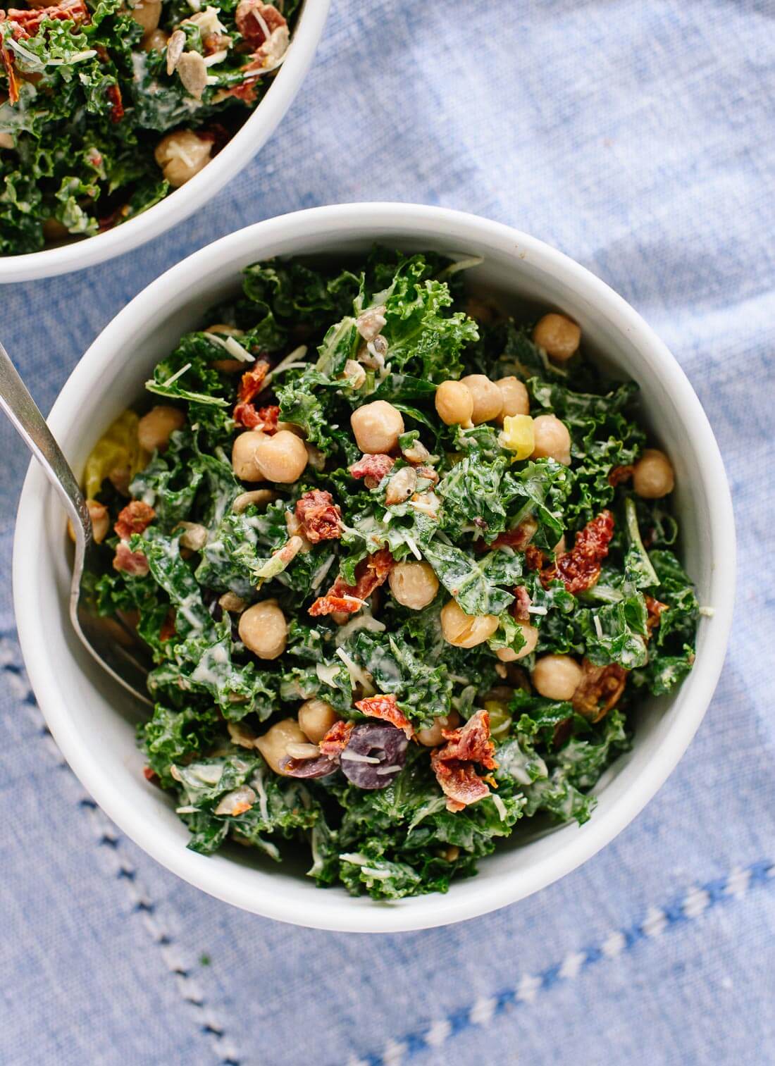 Greek-inspired kale salad with tahini dressing