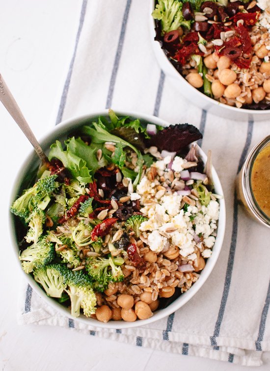 Greek salad with broccoli and sun-dried tomatoes - cookieandkate.com