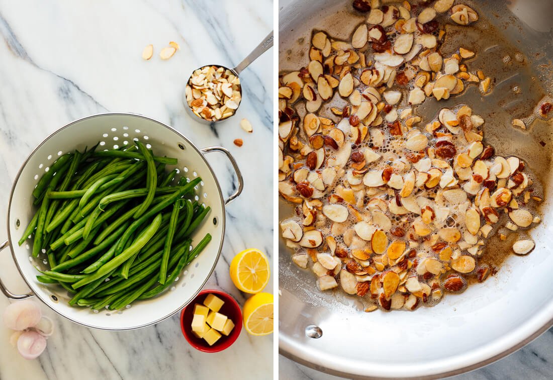 green beans and buttery almonds