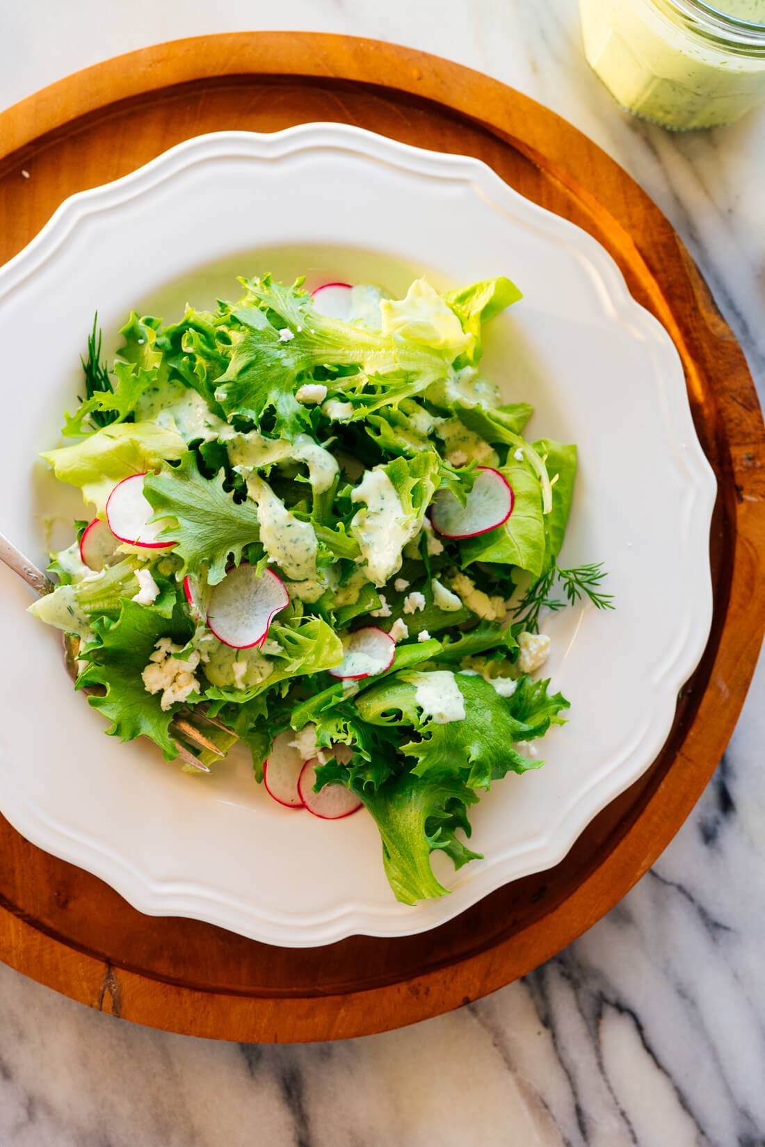 green goddess dressing over greens