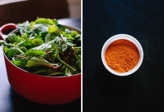 greens and cayenne pepper