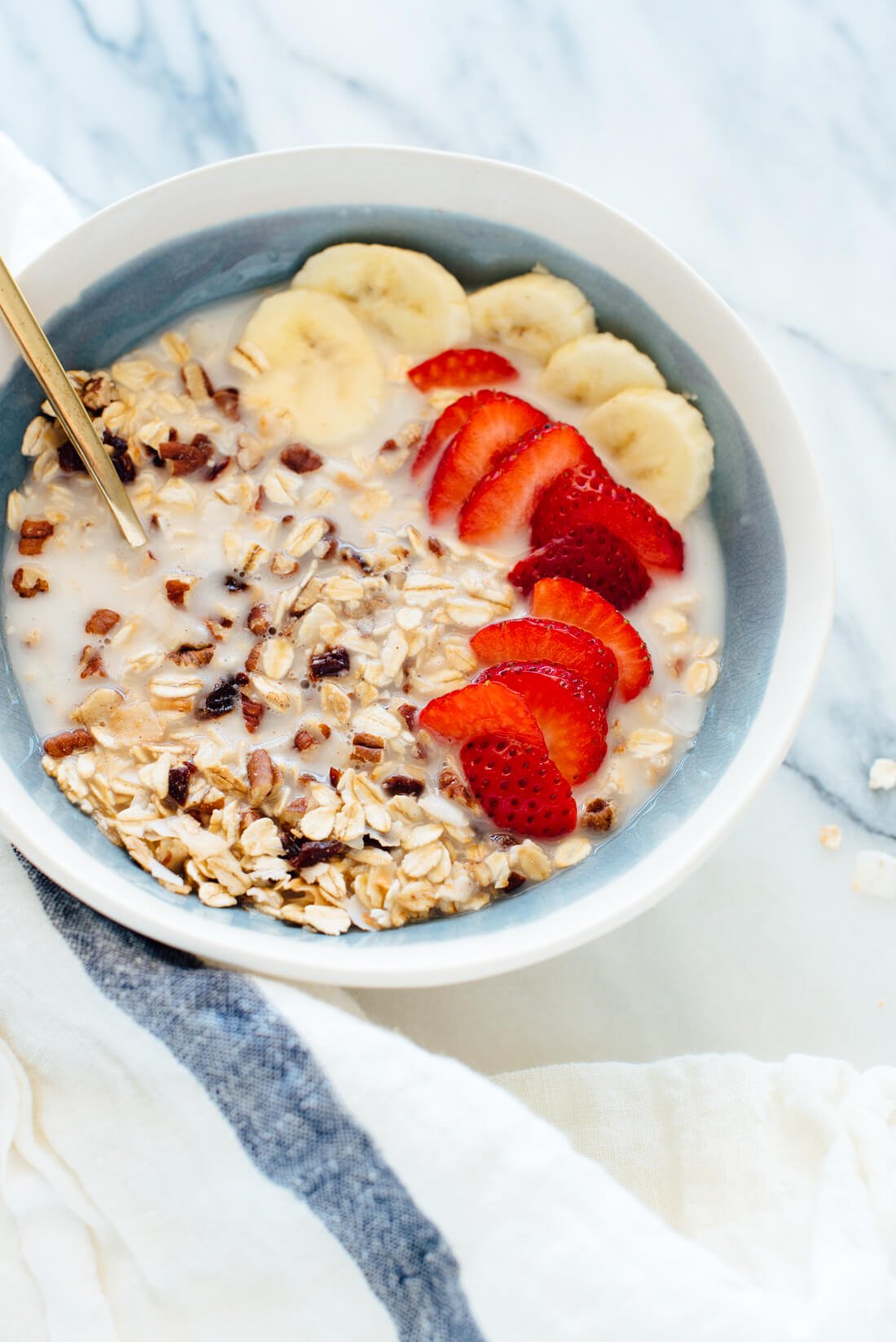 This healthy homemade muesli is absolutely delicious! It's made with oats, pecans, coconut, dried cherries, and a touch of maple syrup and vanilla.