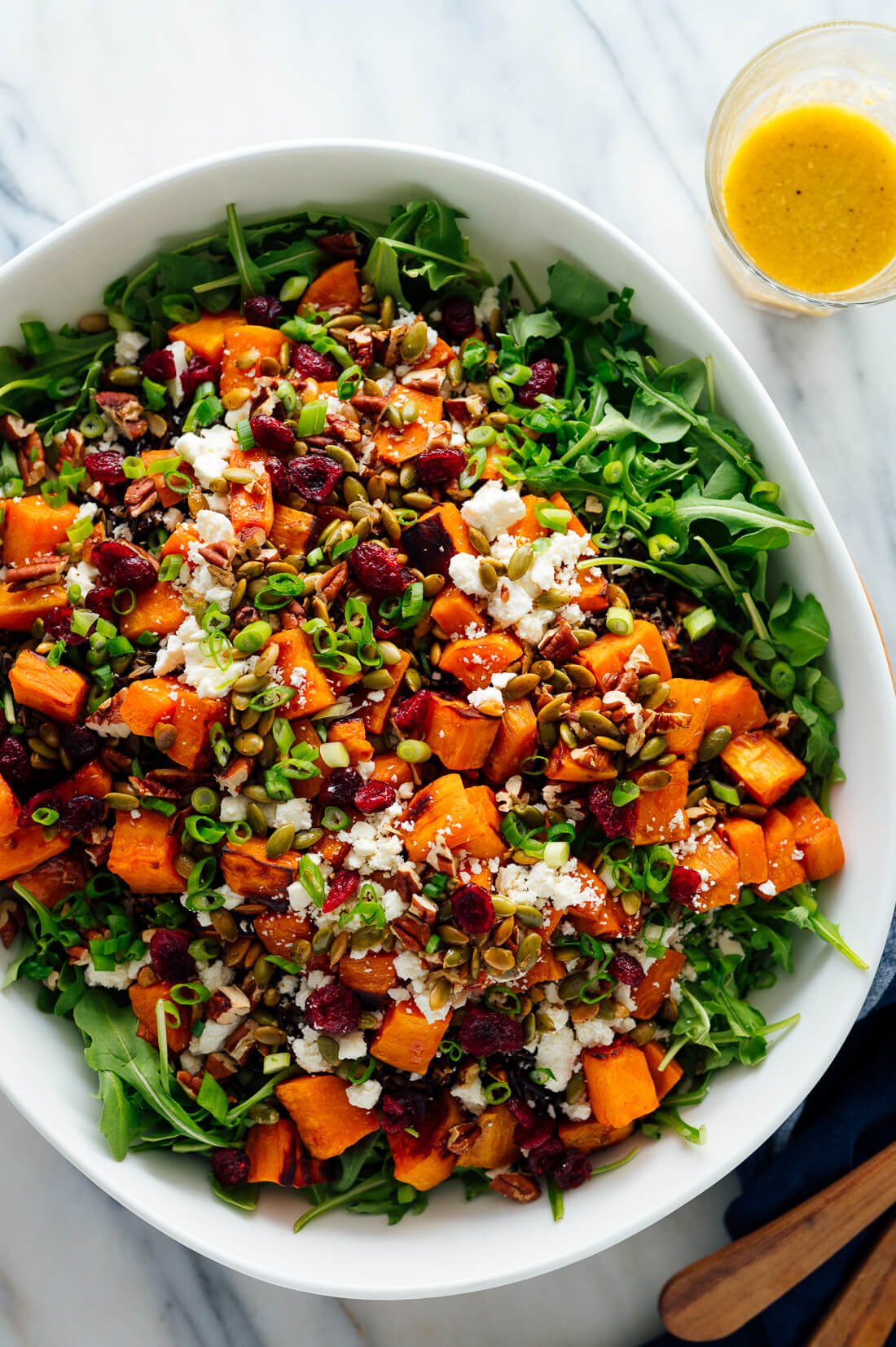 hearty sweet potato, arugula, wild rice salad with ginger dressing recipe