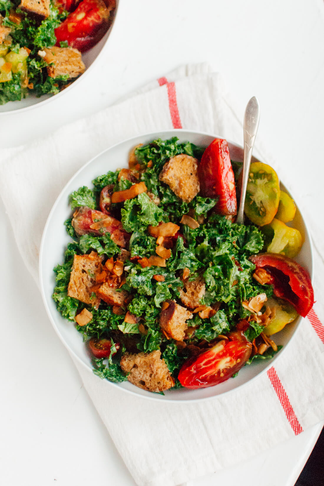 Heirloom BLT Kale Salad (with coconut bacon!)