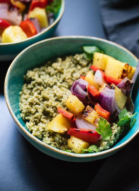 Herbed freekeh with pineapple skewers - cookieandkate.com